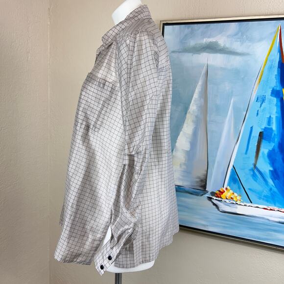 Modern Works Blouse women’s Long sleeve button down Semi-sheer plaid small NWT - Picture 3 of 7